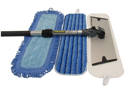Easy-Clean™ Snap-On™ 18" Flat Mop Set with Aero-Aluminum Adjustable Handle (4 Pack)